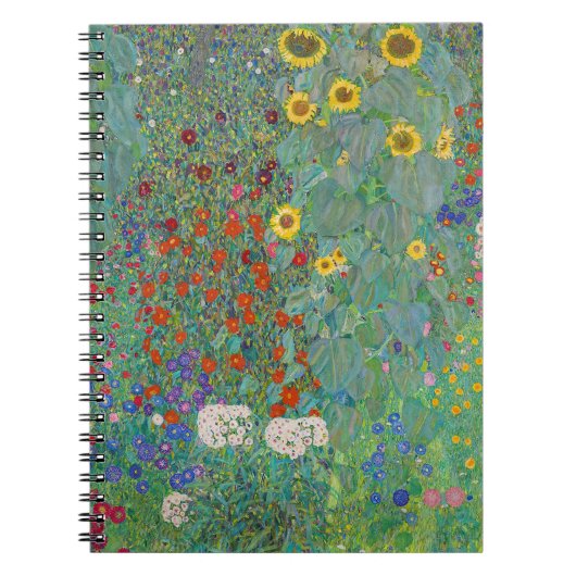 Gustav Klimt - Garten mit Sonnenblumen Notizblock (Vorderseite)
