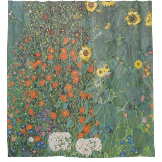 Gustav Klimt Garten mit Sonnenblumen Original Duschvorhang (Vorderseite)