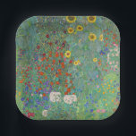 Gustav Klimt - Garten mit Sonnenblumen Pappteller<br><div class="desc">Garten mit Sonnenblumen / Bauerngarten mit Sonnenblumen - Gustav Klimt in 1905-1906</div>