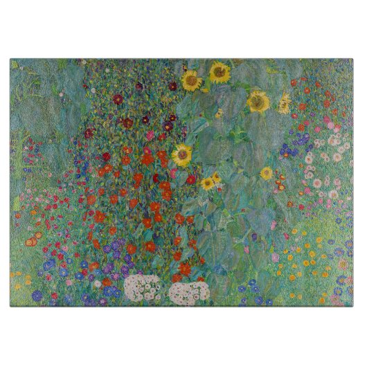 Gustav Klimt - Garten mit Sonnenblumen Schneidebrett (Vorderseite)