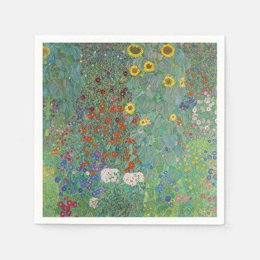 Gustav Klimt - Garten mit Sonnenblumen Serviette (Vorderseite)