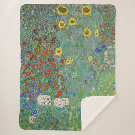 Gustav Klimt - Garten mit Sonnenblumen Sherpadecke (Vorderseite)