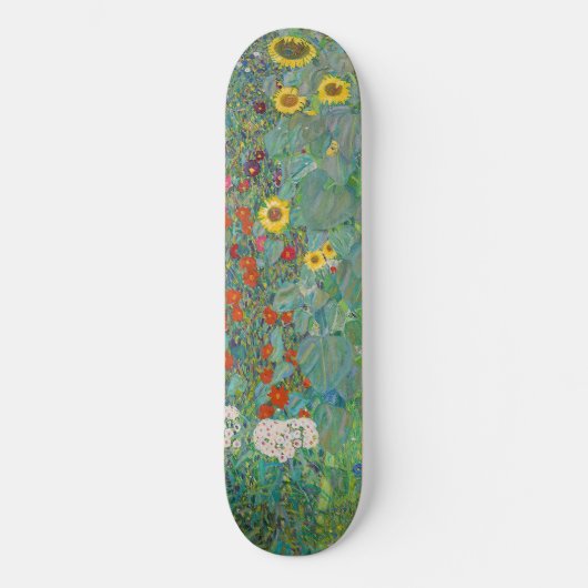 Gustav Klimt - Garten mit Sonnenblumen Skateboard (Vorderseite)