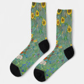 Gustav Klimt - Garten mit Sonnenblumen Socken (Linkes Detail)
