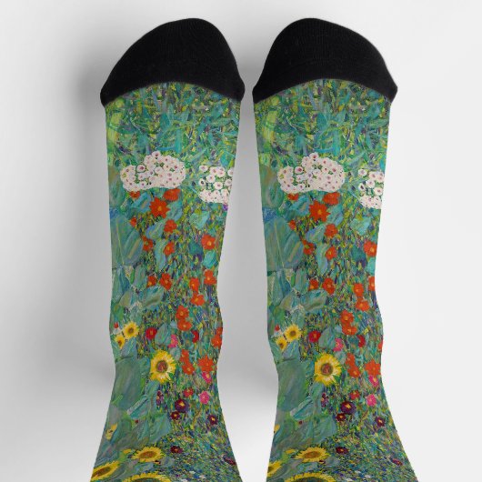 Gustav Klimt - Garten mit Sonnenblumen Socken (Oben)