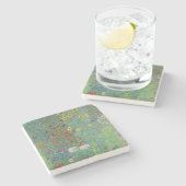 Gustav Klimt - Garten mit Sonnenblumen Steinuntersetzer (Seitenansicht)