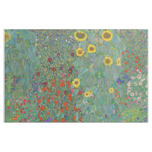 Gustav Klimt - Garten mit Sonnenblumen Stoff