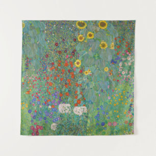 Gustav Klimt - Garten mit Sonnenblumen Wandteppich