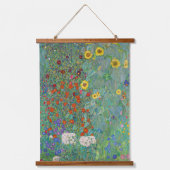 Gustav Klimt - Garten mit Sonnenblumen Wandteppich Mit Holzrahmen (Vorderseite)