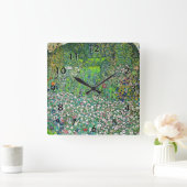 Gustav Klimt - Gartenbau und Bergbau Quadratische Wanduhr (Zuhause)
