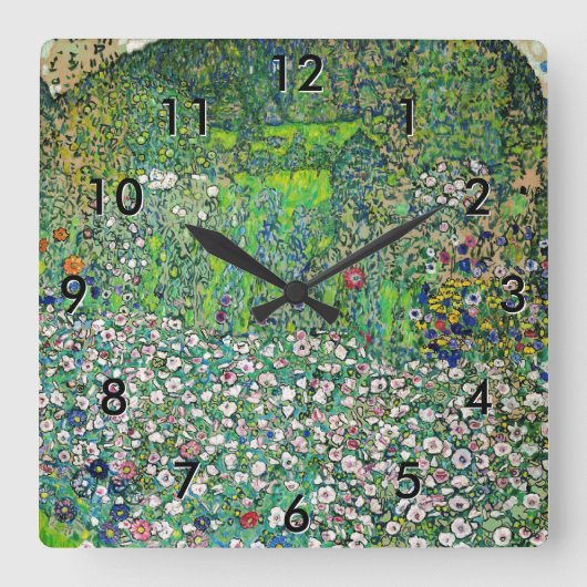 Gustav Klimt - Gartenbau und Bergbau Quadratische Wanduhr (Vorderseite)