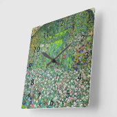 Gustav Klimt - Gartenbau und Bergbau Quadratische Wanduhr (Winkel)