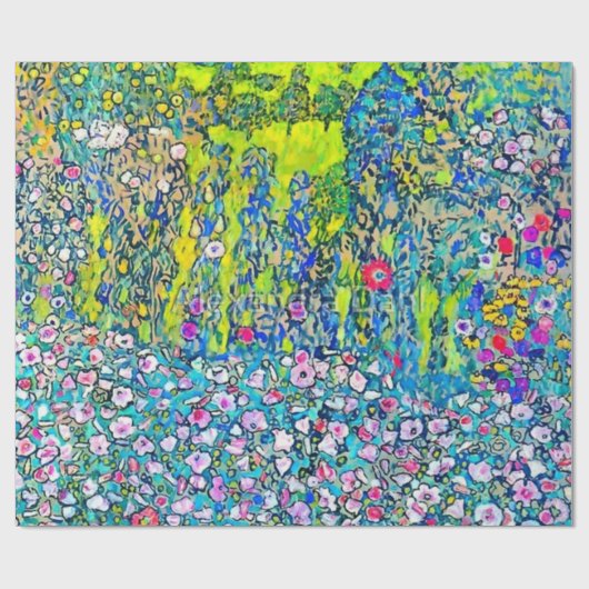 Gustav Klimt - Gartenbaugebiet mit Hillto Geschenkpapier (Flach)