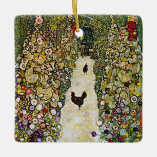 Gustav Klimt - Gartenweg mit Hühnern Keramikornament