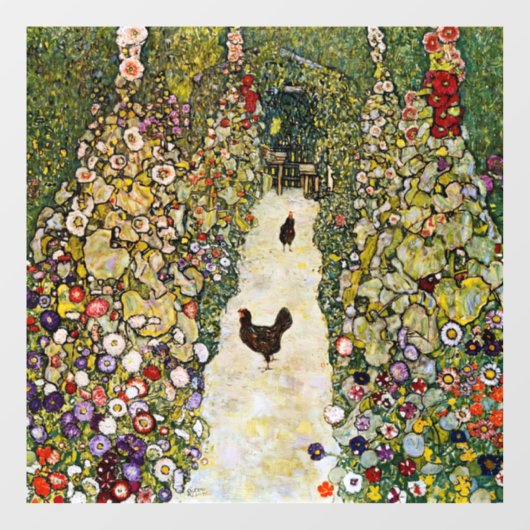 Gustav Klimt - Gartenweg über Hühner Fensteraufkleber (Blatt)