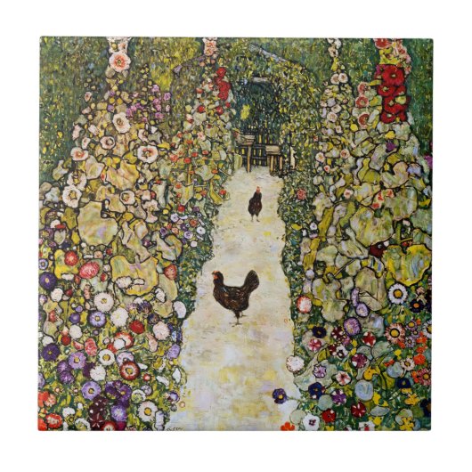 Gustav Klimt - Gartenweg über Hühner Fliese (Vorderseite)