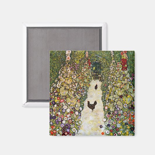 Gustav Klimt - Gartenweg über Hühner Magnet (Vorderseite/Rückseite)