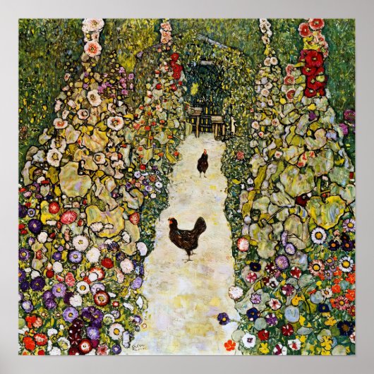 Gustav Klimt - Gartenweg über Hühner Poster (Vorne)