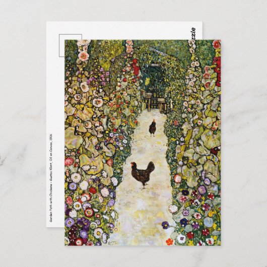 Gustav Klimt - Gartenweg über Hühner Postkarte (Vorne/Hinten)