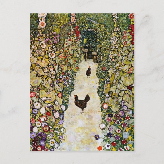 Gustav Klimt - Gartenweg über Hühner Postkarte (Vorderseite)