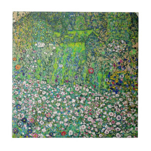 Gustav Klimt - Gärtnerische Landschaft und Bergkup Fliese