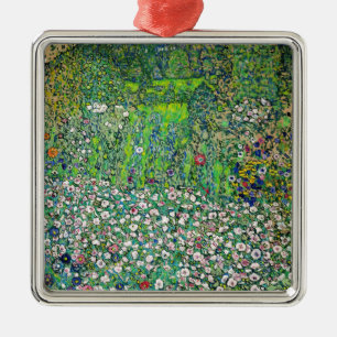 Gustav Klimt - Gärtnerische Landschaft und Bergkup Ornament Aus Metall
