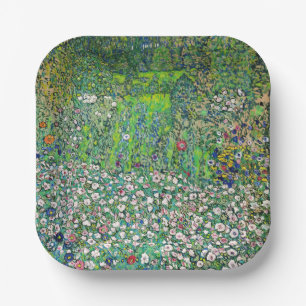 Gustav Klimt - Gärtnerische Landschaft und Bergkup Pappteller