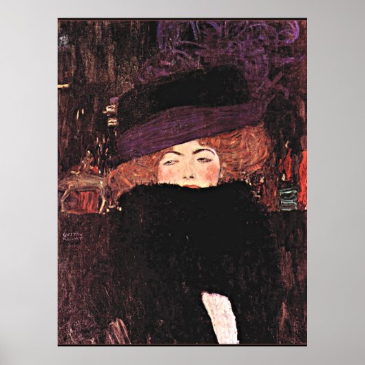 Gustav Klimt-Gemälde, Dame mit Pelzhut und Boa Poster (Vorne)