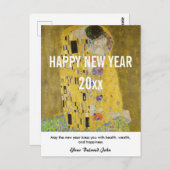 Gustav Klimt - Glückliches Neues Jahr mit dem Kuss Postkarte (Vorne/Hinten)