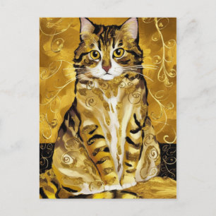 Gustav Klimt Gold süße Katze Spoof, Gustav Klimt K Postkarte
