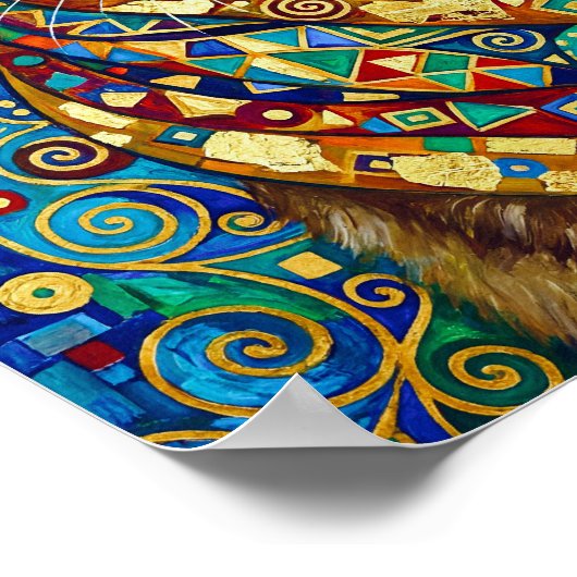 Gustav Klimt Grumpy Cat with Blue Eyes Poster (Ecke)