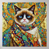 Gustav Klimt Grumpy Cat with Blue Eyes Poster (Vorne)