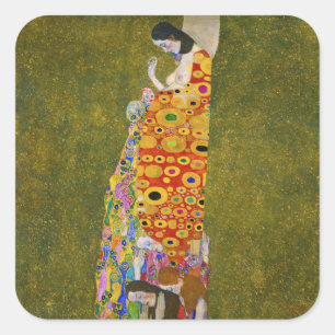 Gustav Klimt - Hoffnung II Quadratischer Aufkleber