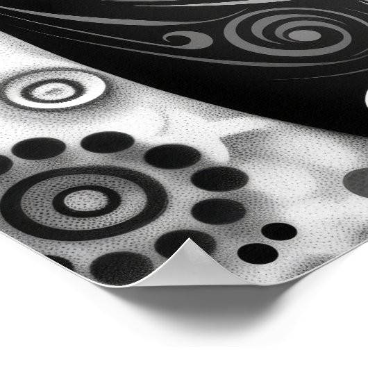 Gustav Klimt Inspiriert Schwarz-Weiß-Katzenposter Poster (Ecke)