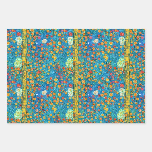 Gustav Klimt Inspirierte Muster Geschenkpapier Set (Vorderseite 2)
