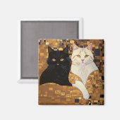 Gustav Klimt Inspirierte zwei Katzen im Bett Magnet (Vorderseite/Rückseite)