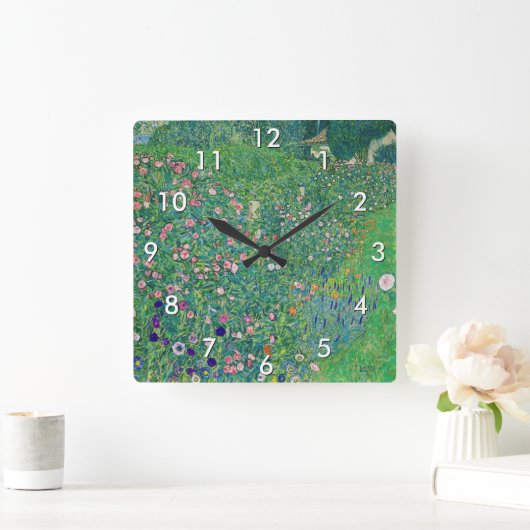Gustav Klimt - Italienische Gartenlandschaft Quadratische Wanduhr (Zuhause)