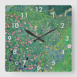 Gustav Klimt - Italienische Gartenlandschaft Quadratische Wanduhr