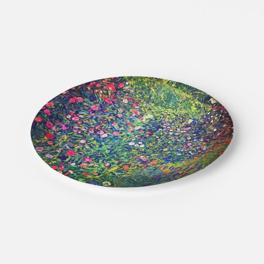 Gustav Klimt Italienischer Garten Pappteller (Schrägansicht)