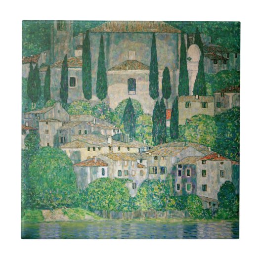 Gustav Klimt - Kirche in Cassone Fliese (Vorderseite)