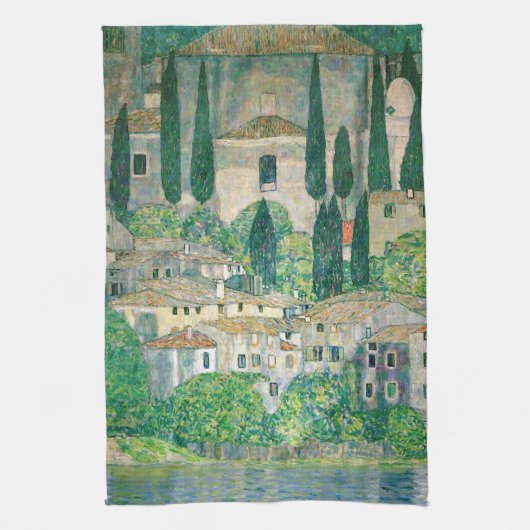 Gustav Klimt - Kirche von Cassone Geschirrtuch (Vertikal)