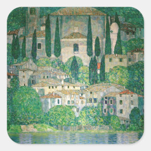 Gustav Klimt - Kirche von Cassone Quadratischer Aufkleber