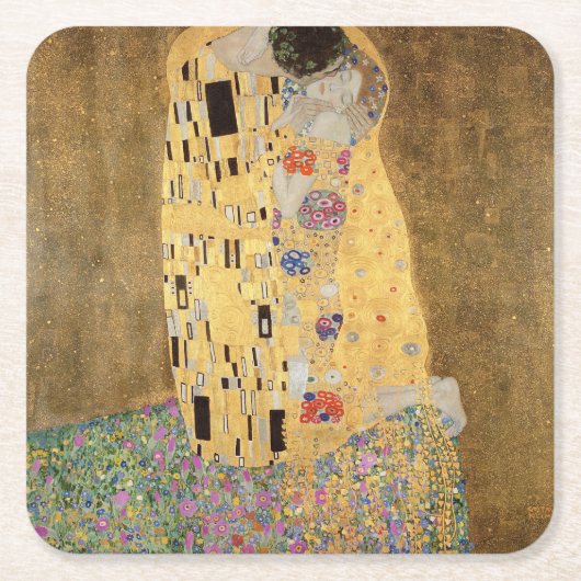 Gustav Klimt | Kiss, 1907-08 Rechteckiger Pappuntersetzer (Vorderseite)