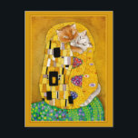 Gustav Klimt kiss niedlicher Katzenlöffel Postkarte<br><div class="desc">Das ist ein Löffel von Gustav Klimts Gemälde "Der Kuss".  Weil meine Version Katze enthält,  heißt sie "Kat Kisses".  Sie können die Randfarbe ändern,  wenn Sie möchten.  Dieses Bild ist auch auf anderen Produkten in meinem Zazzle-Shop erhältlich.</div>