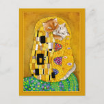 Gustav Klimt kiss niedlicher Katzenlöffel Postkarte<br><div class="desc">Das ist ein Löffel von Gustav Klimts Gemälde "Der Kuss".  Weil meine Version Katze enthält,  heißt sie "Kat Kisses".  Sie können die Randfarbe ändern,  wenn Sie möchten.  Dieses Bild ist auch auf anderen Produkten in meinem Zazzle-Shop erhältlich.</div>