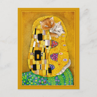 Gustav Klimt kiss niedlicher Katzenlöffel Postkarte