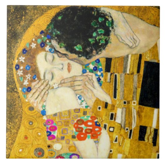 Gustav Klimt Kiss / Valentine's Day Romantic Art Fliese (Vorderseite)