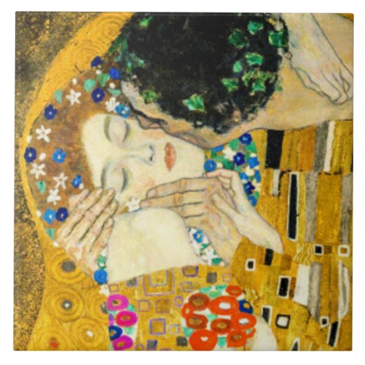 Gustav Klimt Kiss / Valentine's Day Romantic Art Fliese (Vorderseite)