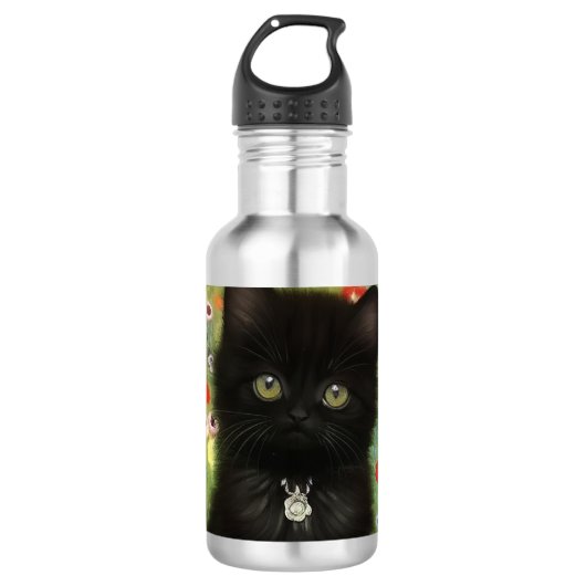 Gustav Klimt Kitten Edelstahlflasche (Vorderseite)