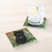 Gustav Klimt Kitten Glasuntersetzer (Schrägansicht)